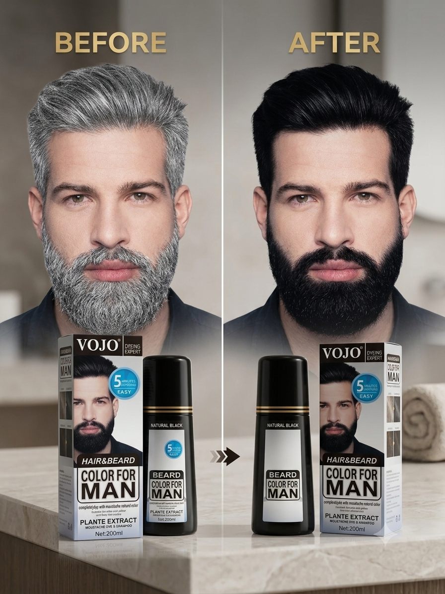VOJO 5-in-1 Hair Color, Shampoo & Conditioner – Dyes Hair, Not Skin! 200 ml